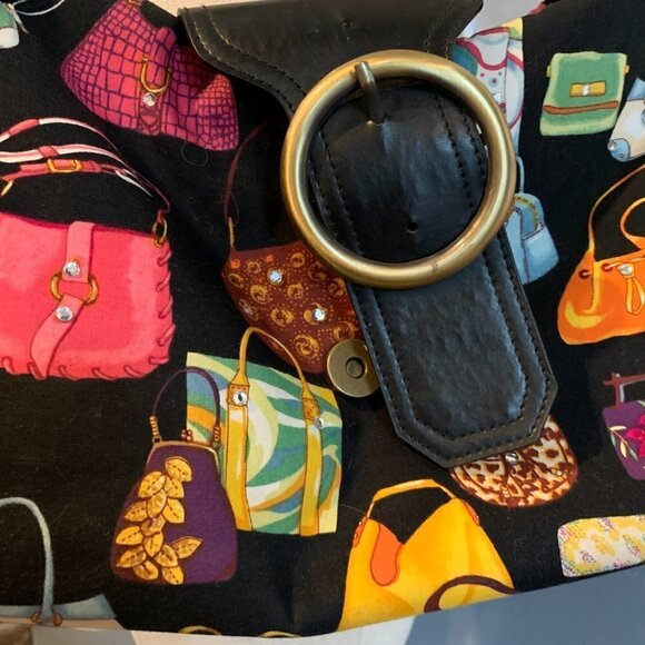 VTG Far Nine Handbag w/ Novelty Print of Ladies Purses Rhinestoned #58J - Picture 5 of 11